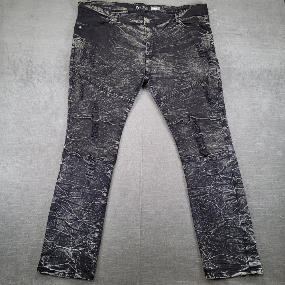 Cr24 Denim Black Wash Jeans Distressed Grunge‎ Skater Mens Sz 44x32